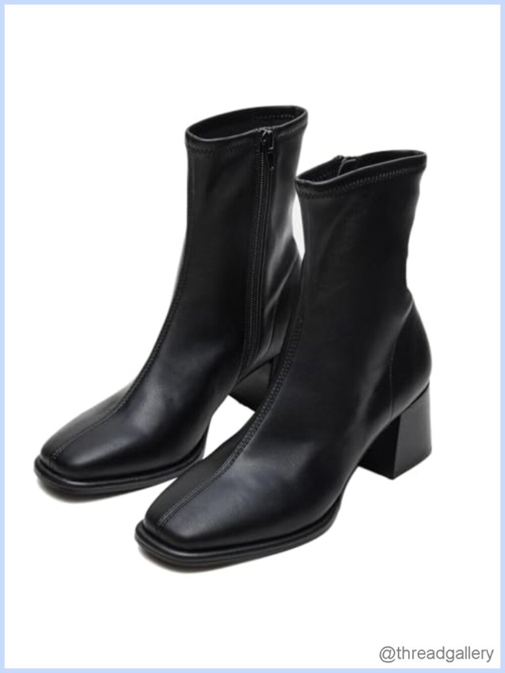 Square Toe Ankle Booties with Chunky Block Heel and Side Zipper